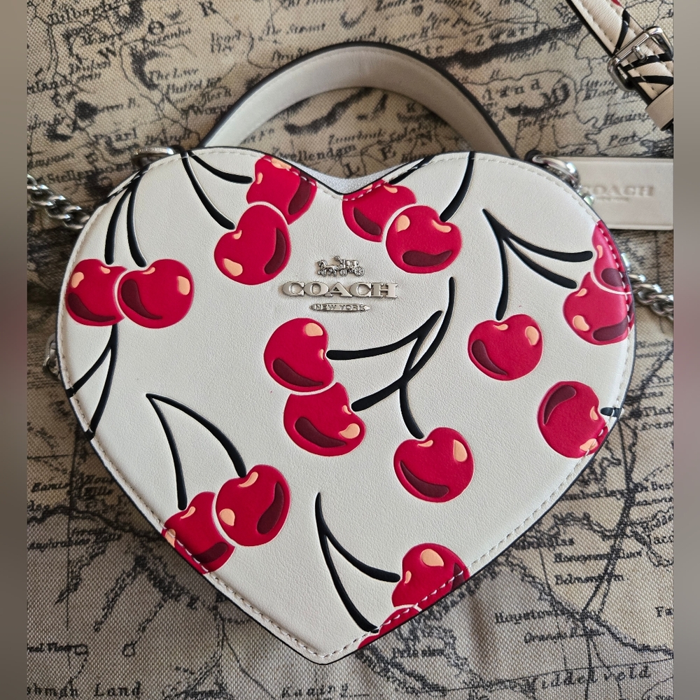 Coach Heart Crossbody Bag With Cherry Print CAB06